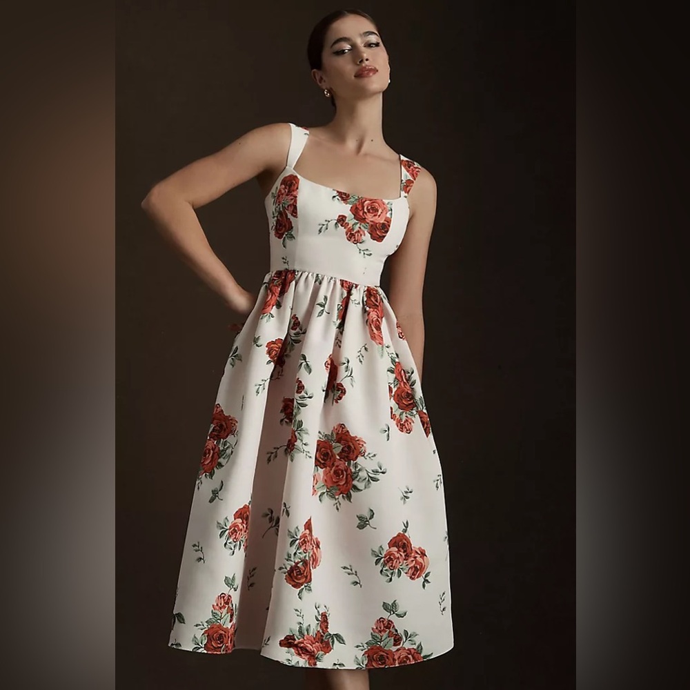 BHLDN x Anthropologie x Sachin & Babi Blaine Square-Neck Floral Midi Dress sz 0